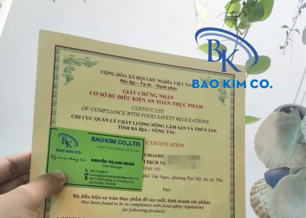 đăng ký chứng nhận vệ sinh an toàn thực phẩm tại Bà Rịa Vũng Tàu