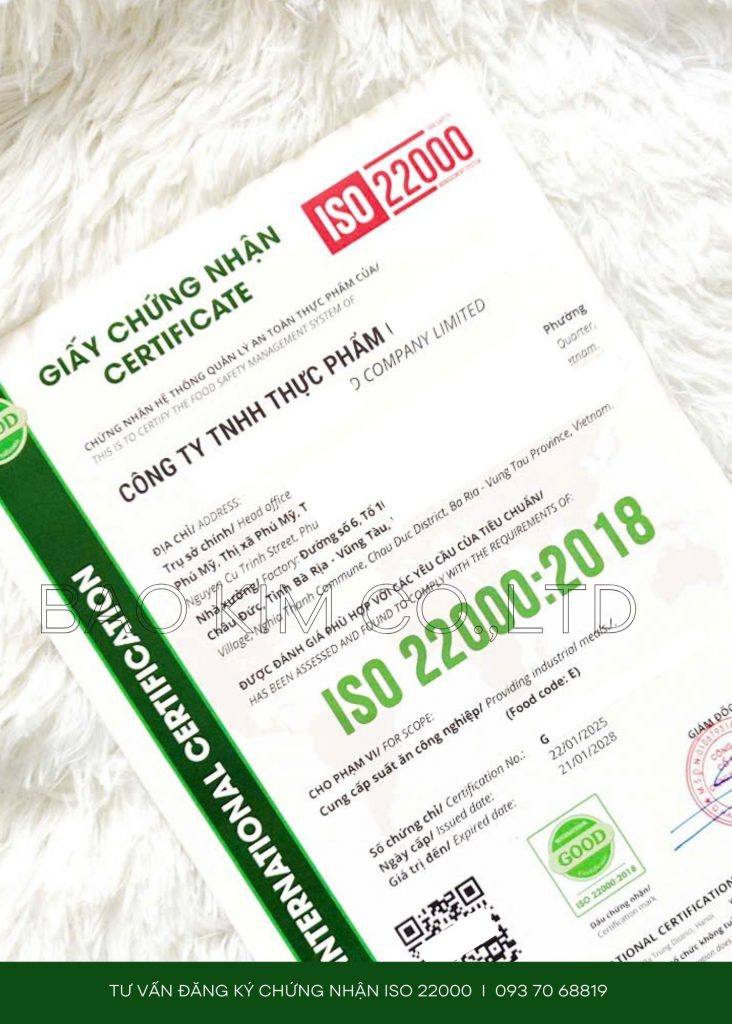 đăng ký chứng nhận iso 22000 cung cấp suất ăn công nghiệp vũng tàu